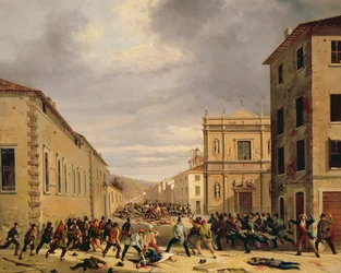 Die Schlacht vom 21. März 1849 auf der Piazzetta Santa Barnaba in Brescia